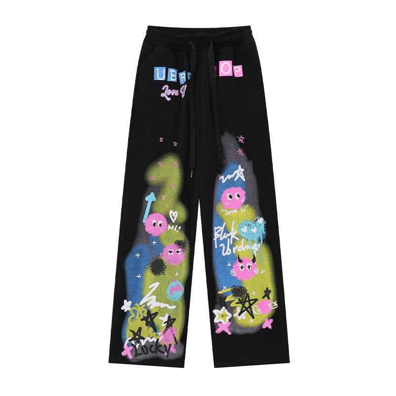 Dopamine Graffiti Casual Pants Women's Summer Wide Leg Pants