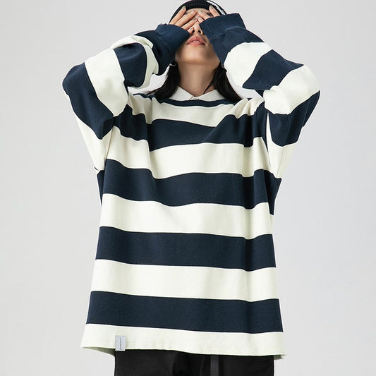 Stripe Pullover Sweater Unisex Loose