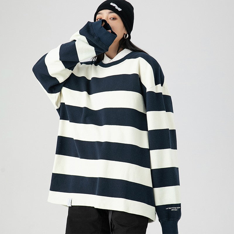 Stripe Pullover Sweater Unisex Loose