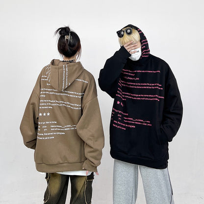 Early Hip Hop Unisex Letter Print Fashion Hoodies Loose Pullover