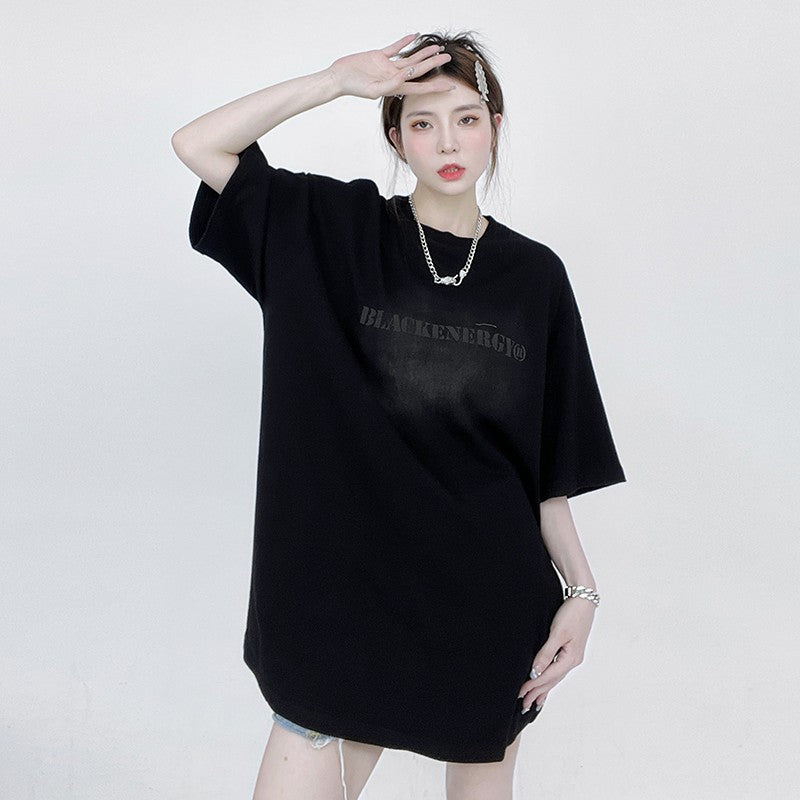 Brown Letter Printed Short sleeved T-shirt Oversized