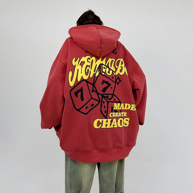 Vintage Water Dice Red Embroidered Unisex Hoodie