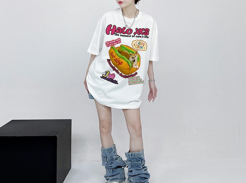 Hot Dog Trendy Retro Unisex Fun Oversize T-shirt