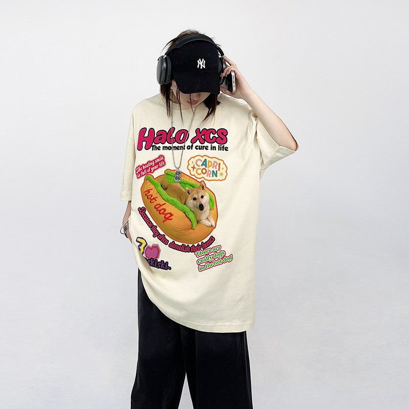 Hot Dog Trendy Retro Unisex Fun Oversize T-shirt