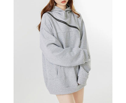 High Diagonal Zipper Unisex Hoodies