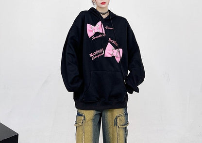 Pink bow women oversize hoodies