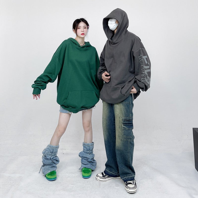 Dark Skull Unisex Printed Hoodie Oversize Couple Loose Fit