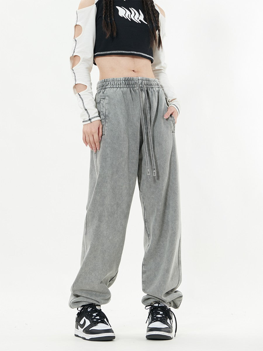 Wax Dye Worn Out Heavyweight Unisex Loose Fit Set Pants