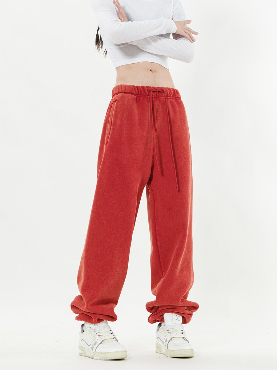 Red blush thick  snowflake hoodie set pants