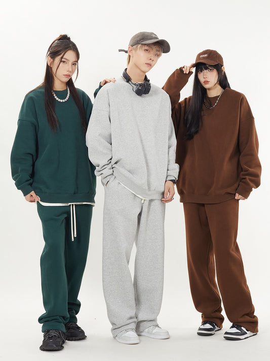 Basic Solid Set Unisex Oversize Loose Hoodies