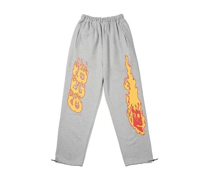 Unisex cartoon flame sports pants