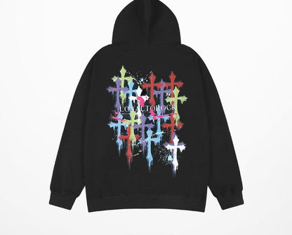 Ink oversize cross star hooded sweatshirt