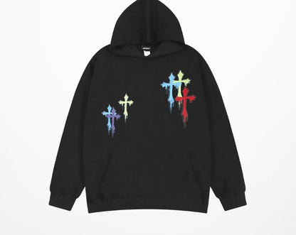 Ink oversize cross star hooded sweatshirt