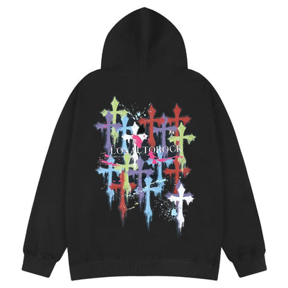 Ink oversize cross star hooded sweatshirt