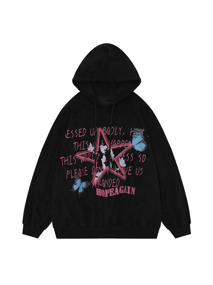 Hoodies Chic Star Graffiti Pullover Women's Loose Fit