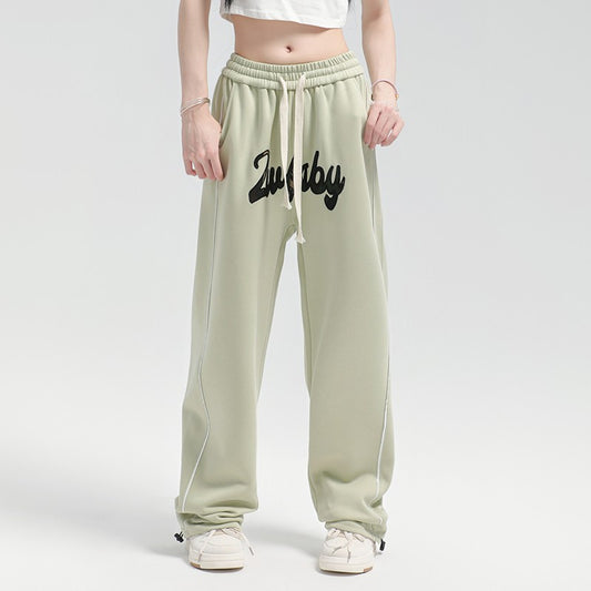 Women sweatpant retro letter embroidered casual pants