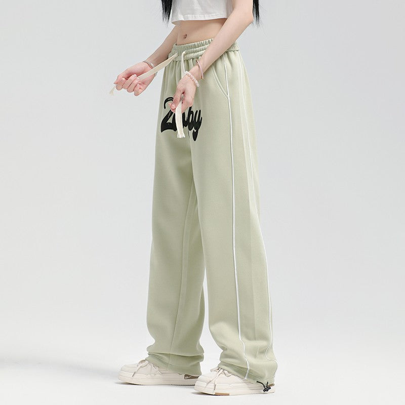 Women sweatpant retro letter embroidered casual pants