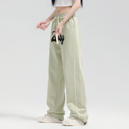 Women sweatpant retro letter embroidered casual pants