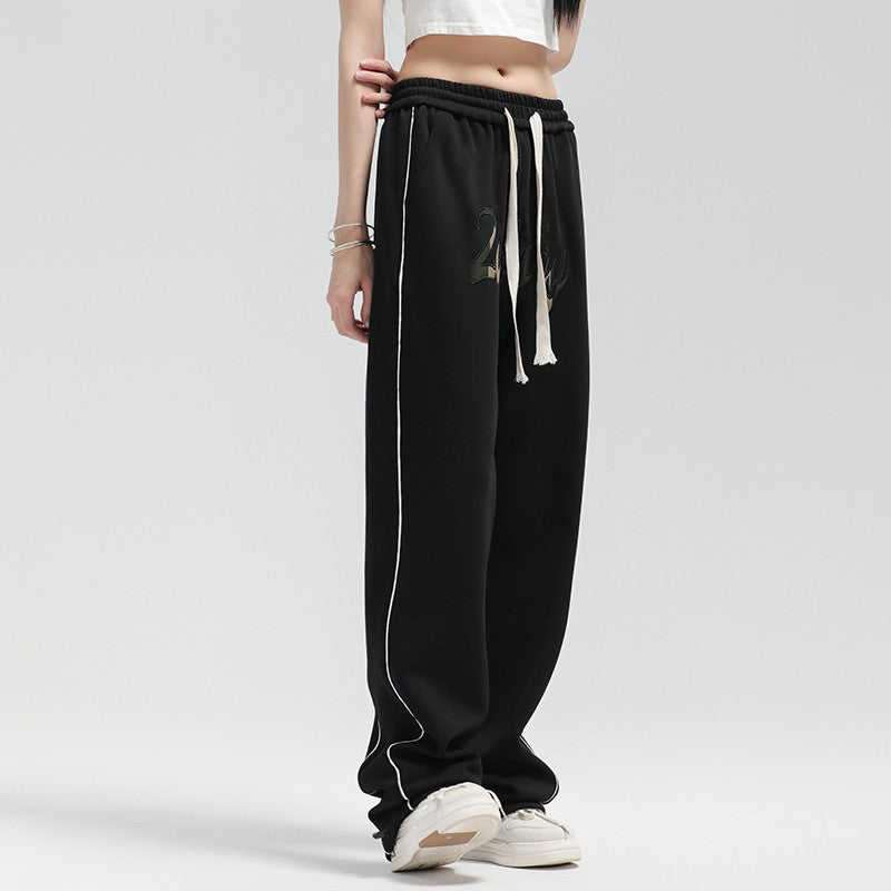 Women sweatpant retro letter embroidered casual pants