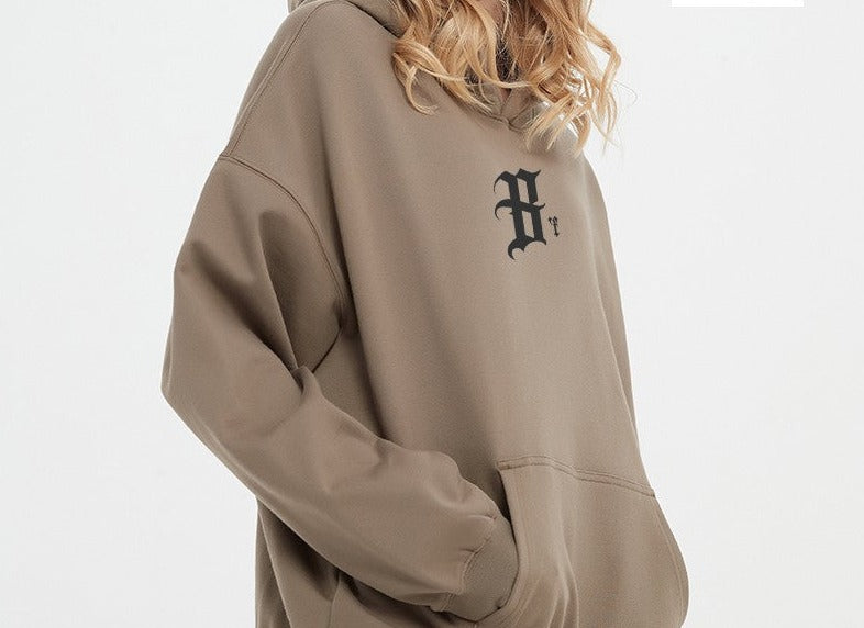 Brown oversize Hoodies B letter unisex