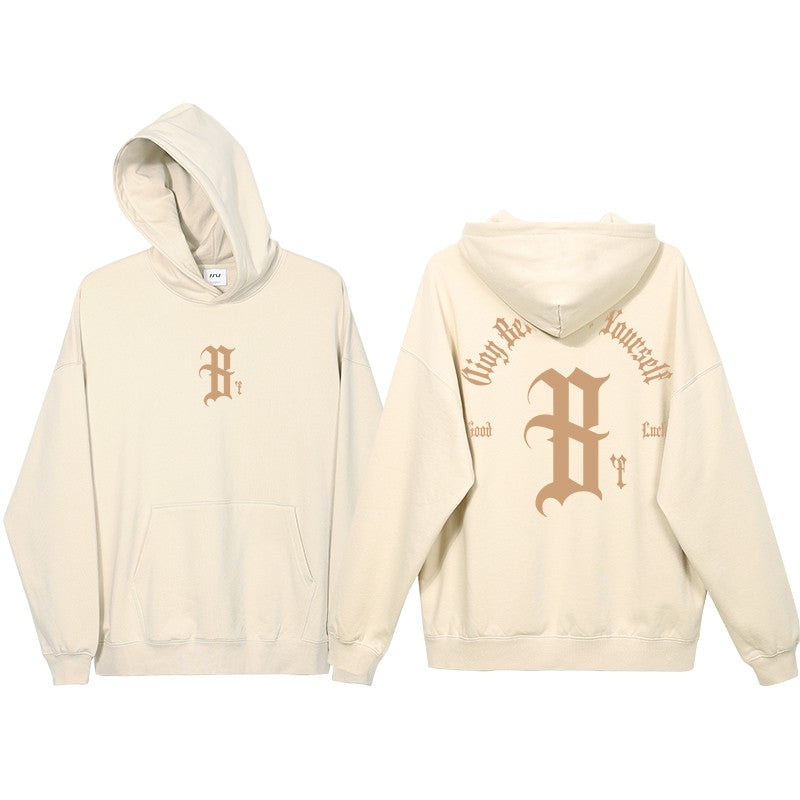 Brown oversize Hoodies B letter unisex