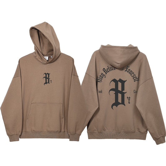 Brown oversize Hoodies B letter unisex