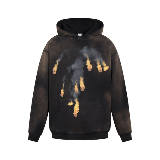 Blazing fire washe distressed unisex hoodies