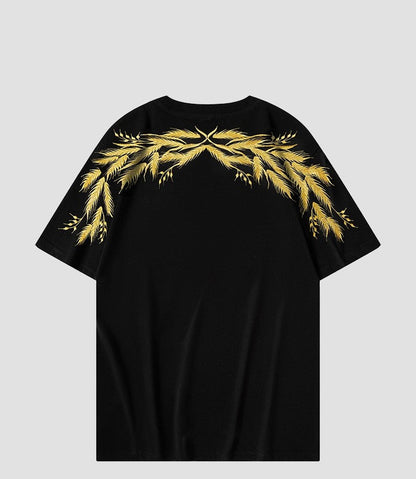 Wheat embroidery unisex T-shirt large size