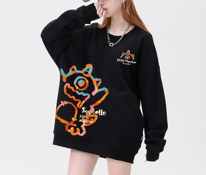 Unisex Pullover Little Monster Round Neck Sweatshirt