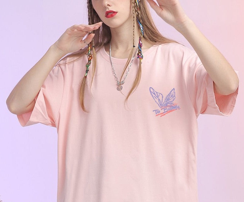 Original design loose half-sleeved butterfly T-shirt