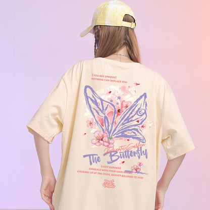 Original design loose half-sleeved butterfly T-shirt