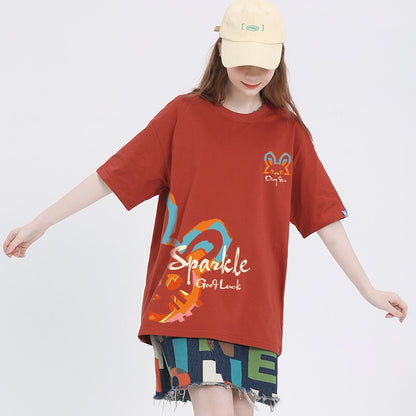 Rabbit short-sleeved T-shirt cotton loose fit