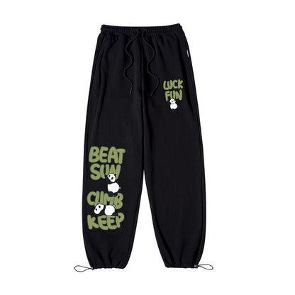 Panda graphic sweatpants women high waist spring sports long pants