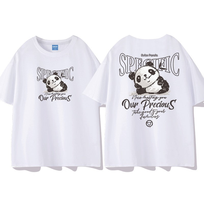 Panda T-shirt coffee American retro pure cotton