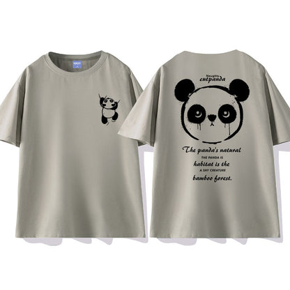 Panda T-shirt women's design new coffee pure cotton top