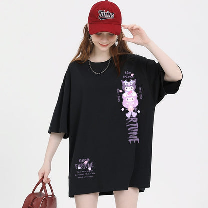 Black t-shirts trendy women's short-sleeved oversized