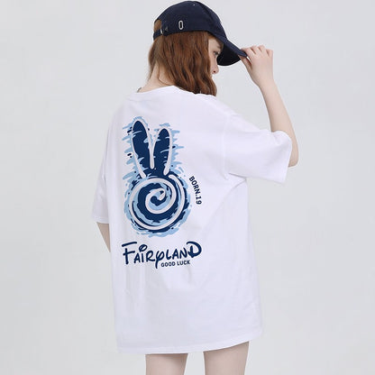 Rabbit short-sleeved t-shirt women's tops design sense