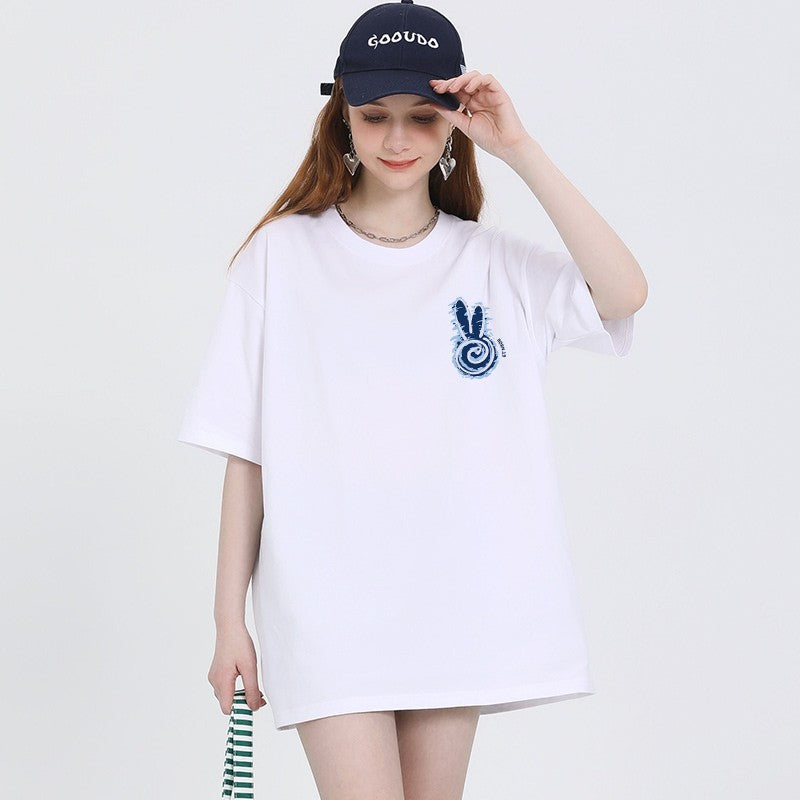 Rabbit short-sleeved t-shirt women's tops design sense