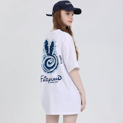 Rabbit short-sleeved t-shirt women's tops design sense