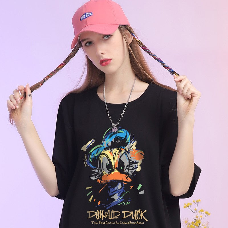 T-shirt Duck Cartoon Short Sleeve Summer Unisex