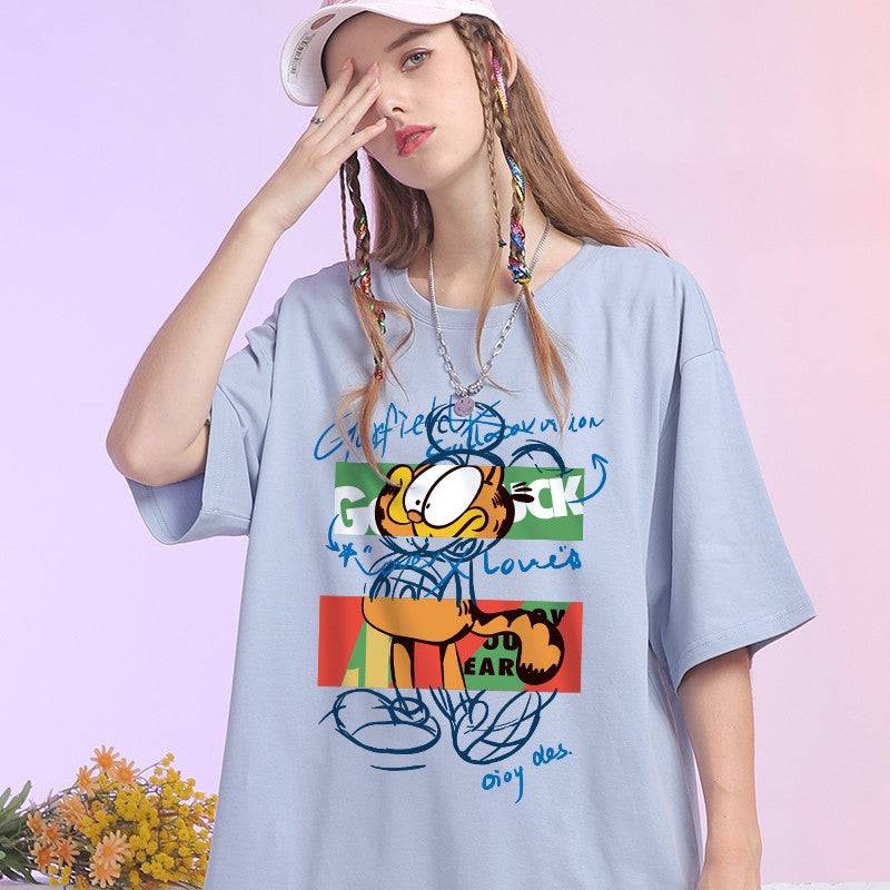 Garfield pure cotton short-sleeved T-shirt for women loose fit