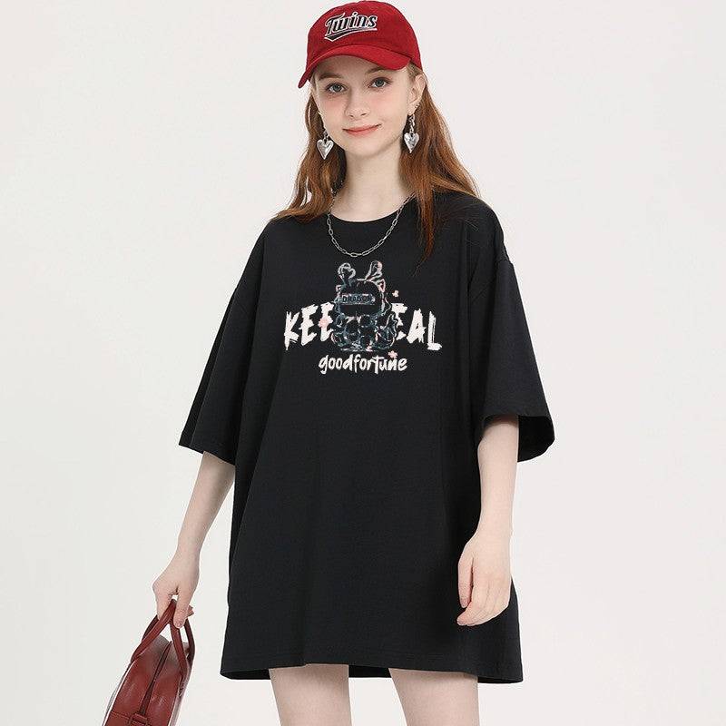 T-shirt good fortune vibe short-sleeved women's tee