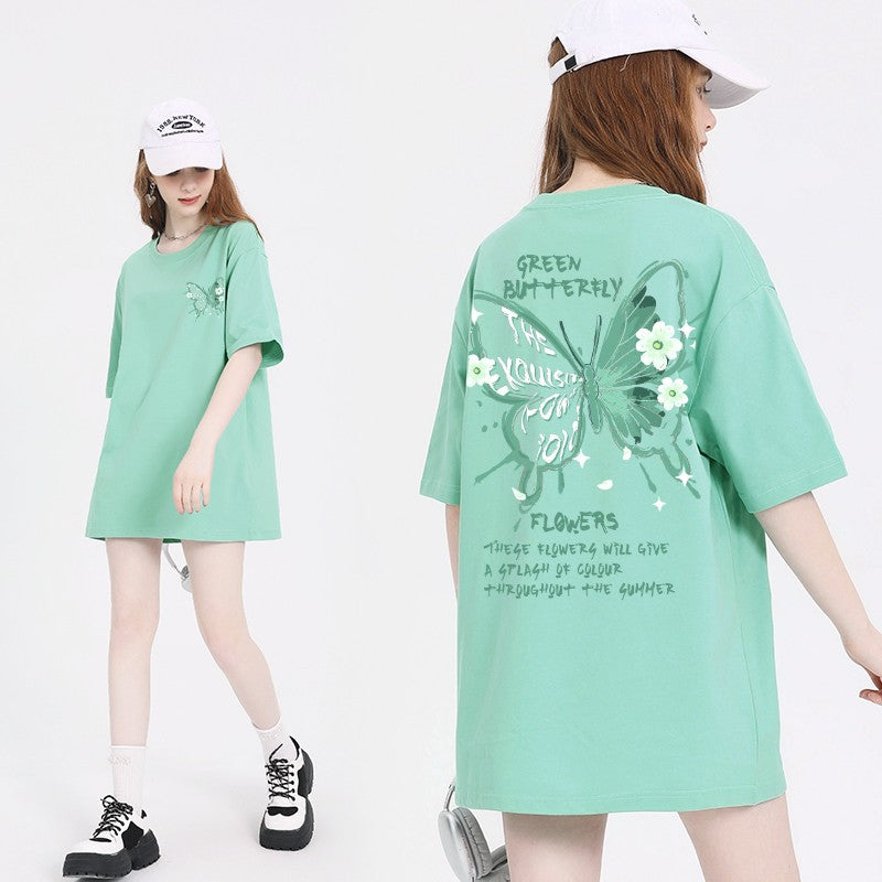 Dopamine T-shirts Oversize Butterfly Print T-Shirt For Women