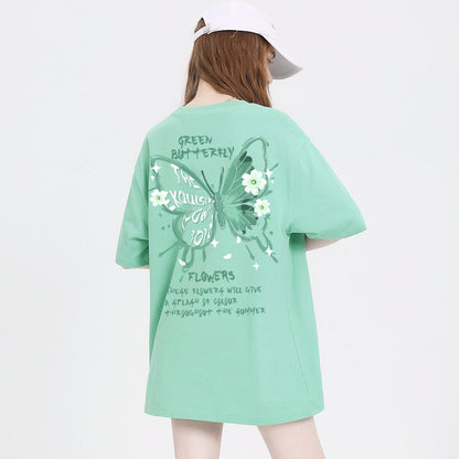 Dopamine T-shirts Oversize Butterfly Print T-Shirt For Women