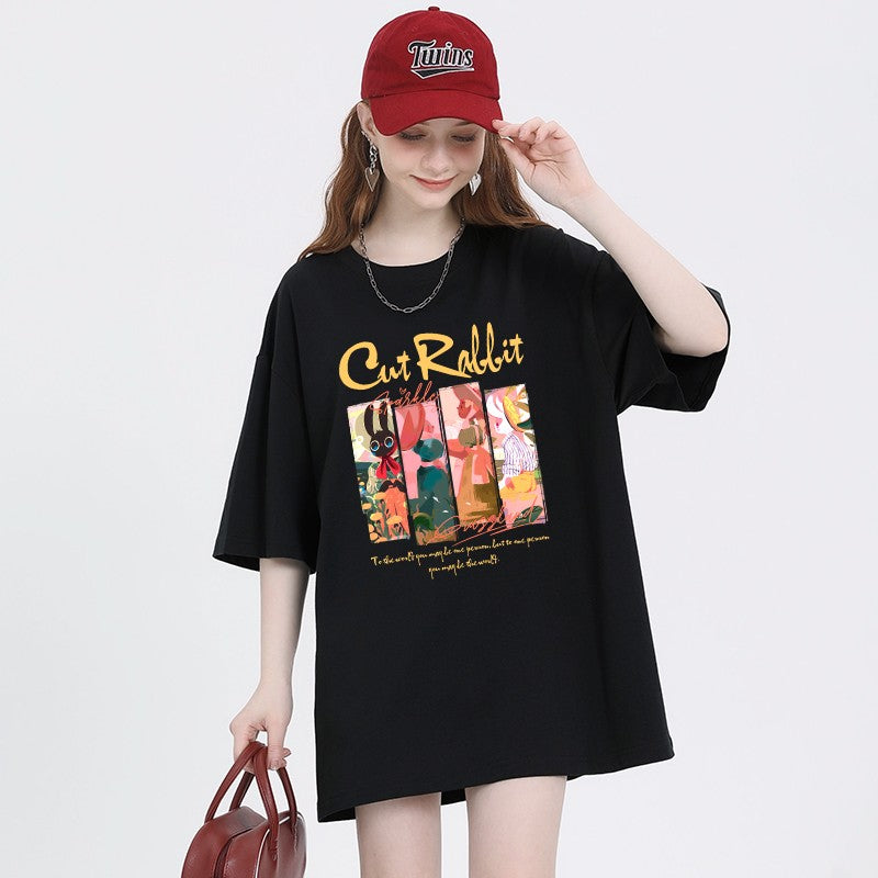 Rabbit t-shirt loose fit vintage top