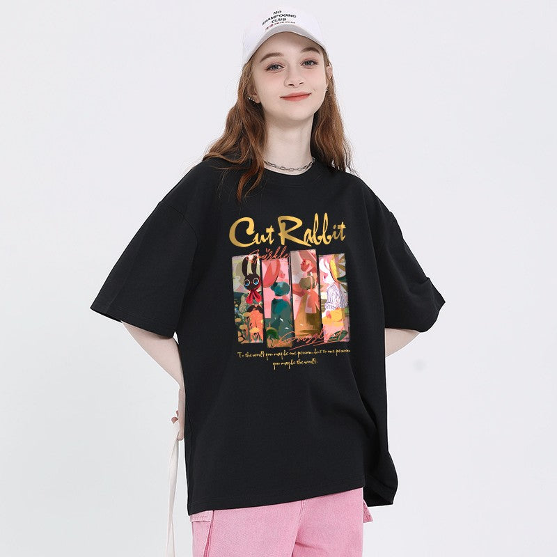 Rabbit t-shirt loose fit vintage top