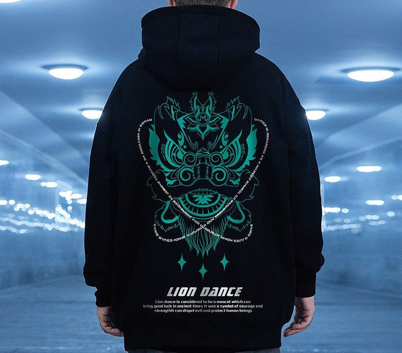 Hoodies men's lion awakening loose fit