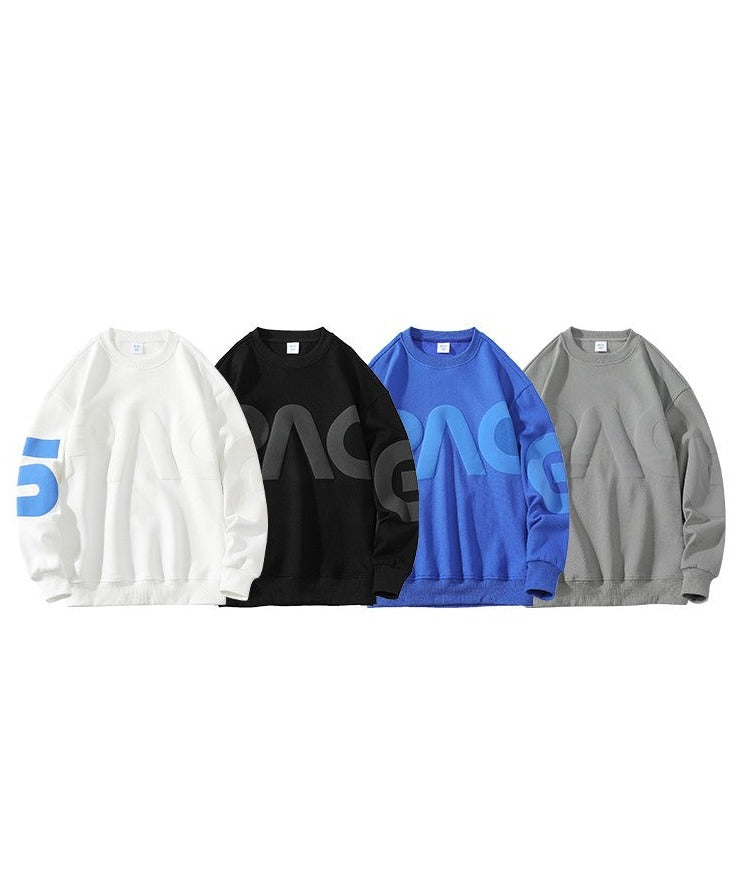 Unisex hip-hop letter printed round neck hoodies loose fitting couple pullover