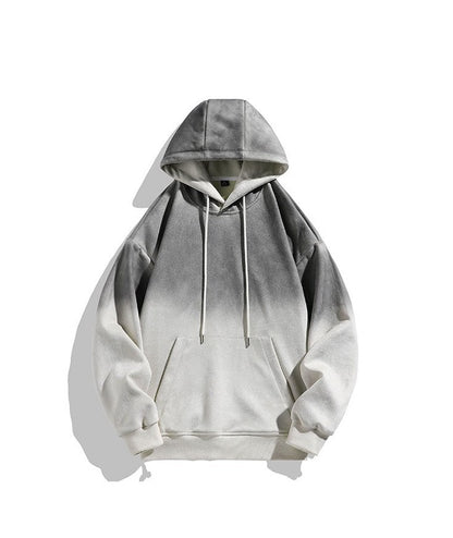 Black unisex gradient hoodies loose and versatile pullover