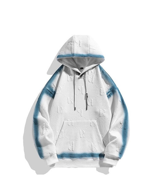 Unisex three-dimensional letter gradient hoodie loose fitting